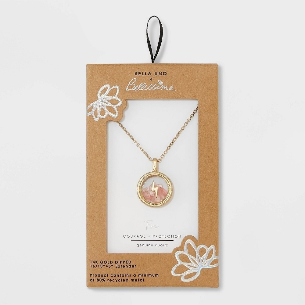 Women's Bella Uno Bellissima Pressed Flower Duo Necklace Gold Wildflower